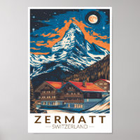 Zermatt Suiça Matterhorn Art Vintage