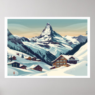 Poster Zermatt, Suiça Matterhorn Vintage