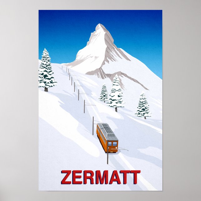 Poster Zermatt SwiSuíça Ski Train (Frente)