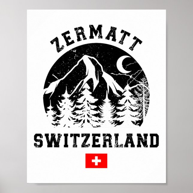 Poster Zermatt Switzerland Ski Resort Alps Alpine Skiing  (Frente)