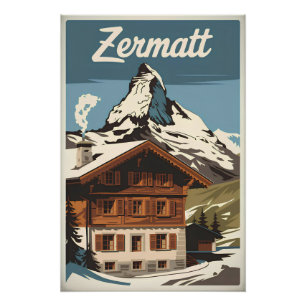 Póster Zermatt Vintage