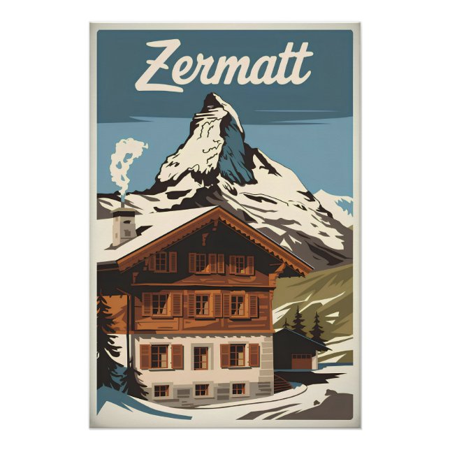 Póster Zermatt Vintage (Frente)