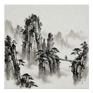 Póster Zhangjiajie China Ink Wash Landscape Wall Art