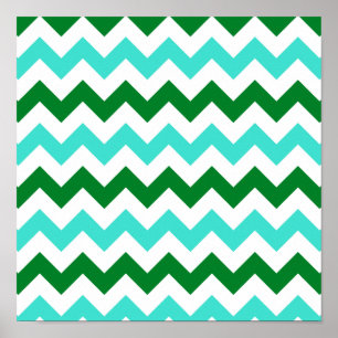 Póster Ziguezague Turquesa e Verde