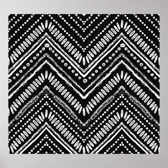 Poster Zigzag Stripes: Étnica Desenhada À Mão (Frente)