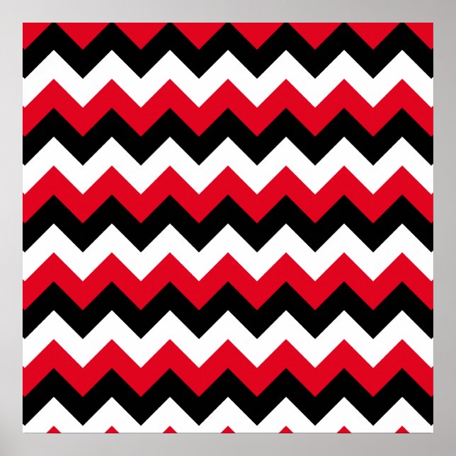 Póster Zigzag Vermelho Preto e Branco (Frente)