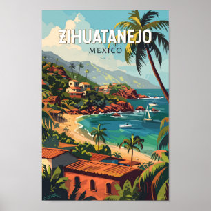 Poster Zihuatanejo Mexico Viagem Art Vintage