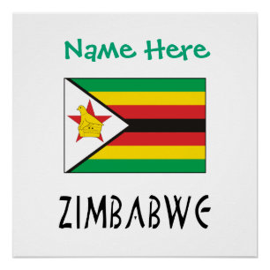 Póster Zimbábue Bandeira Verde Personalizado