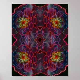 Poster Zinnia Fantasy Abstrato Flower Art