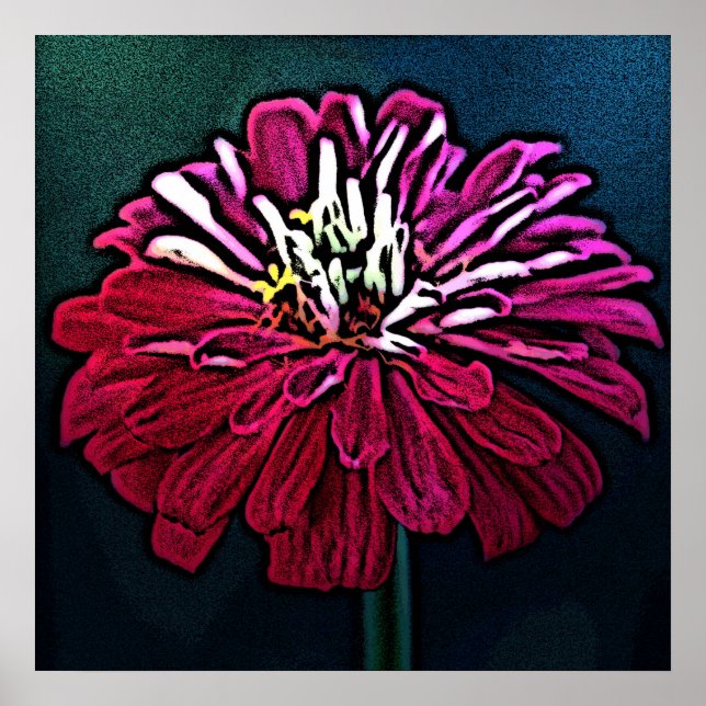 Poster Zinnia Woodcut (Frente)