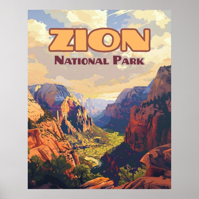 Poster Zion National Park Utah Moab Canyon Retro (Frente)