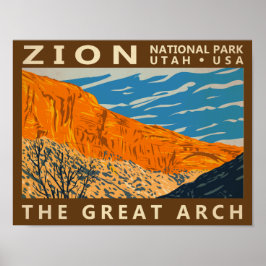 Poster Zion National Park Utah O Excelente Arch 2 Vintage