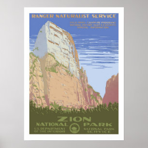 Póster Zion National Park Vintage Travel
