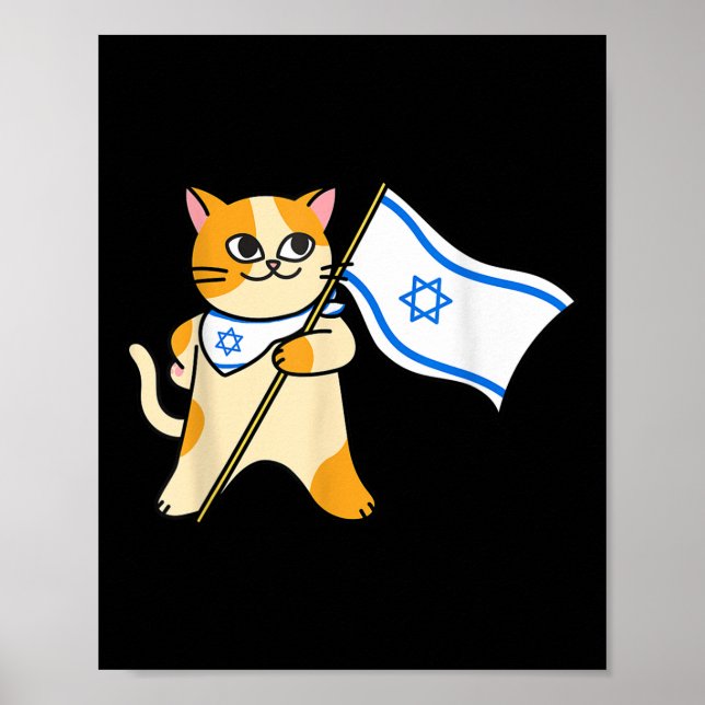 Poster Zionista Cat Israelita Flag Pro-israel Jewish (Frente)