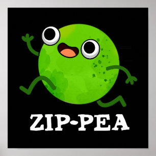 Poster Zip-pea Engraçado Zippy Pea Pun Dark BG