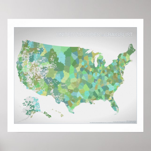 Póster Zipcodes of Craigslist (Frente)