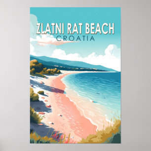 Poster Zlatni Rat Beach Viagem Art Vintage