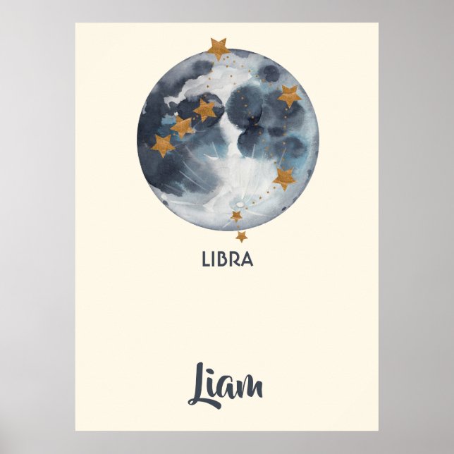 Poster Zodiac Celestial Libra Nursery Wall Art (Frente)