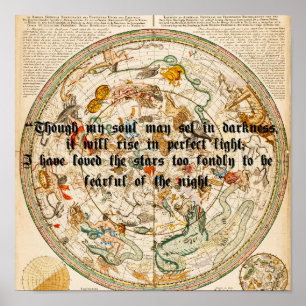 Poster Zodiac Celestial mapa Astrologia Estrelas Citação 
