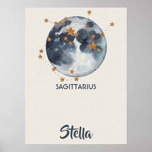 Poster Zodiac Celestial Sagittarius Nursery Wall Art (Frente)