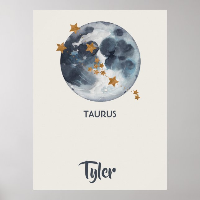 Poster Zodiac Celestial Taurus Nursery Wall Art (Frente)