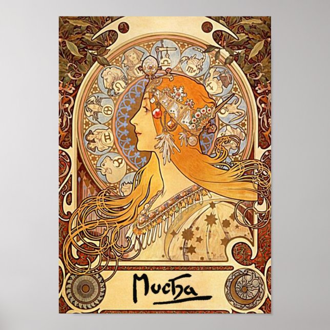Poster Zodiac de Alfons Mucha - Art Nouveau (Frente)