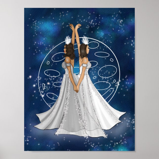 Poster Zodiac Gemini Deusa Com Mercúrio Planeta (Frente)