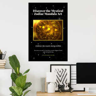 Poster Zodiac Mandala místico Astrologia Celestial