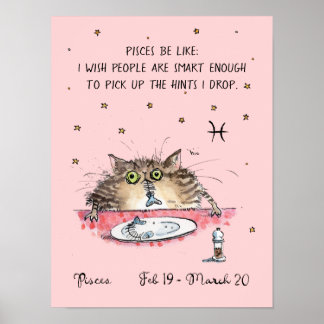 Poster Zodiac, Peixes, poster de Sinal de Gato