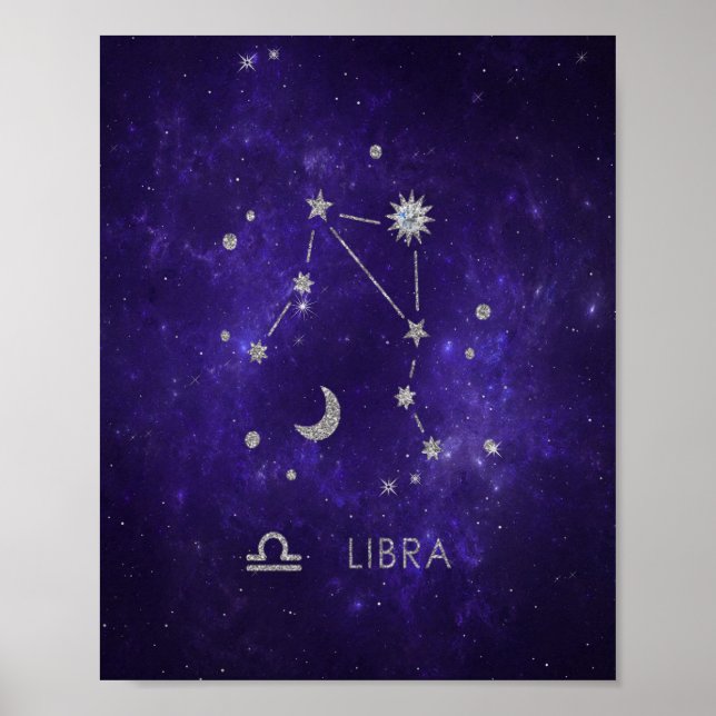 Poster Zodiac Purple Libra | Astrologia Cósmica Horoscópi (Frente)