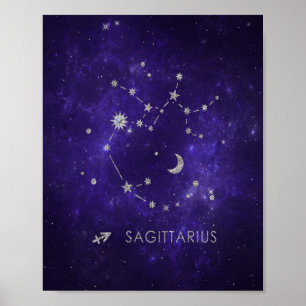 Poster Zodiac Roxo Sagittarius   Astrologia Horóscopo