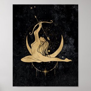 Poster Zodiac Sagittarius   Astrologia Preta Cósmica Dou