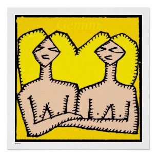 Póster Zodiac Sinaliza Gemini Aniversário Perfeito Poster