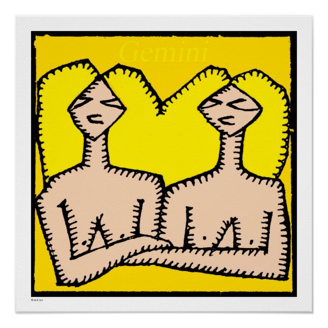 Póster Zodiac Sinaliza Gemini Aniversário Perfeito Poster (Frente)