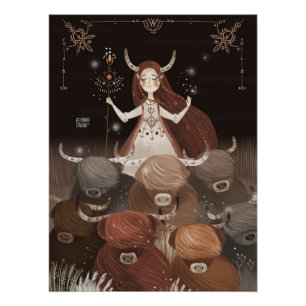 Póster Zodiac Taurus por Alexandra Dikaia Poster