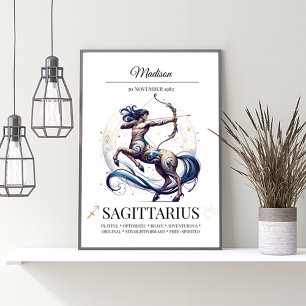 Poster Zodiac Watercolor Elegante Personalizado Sagitário