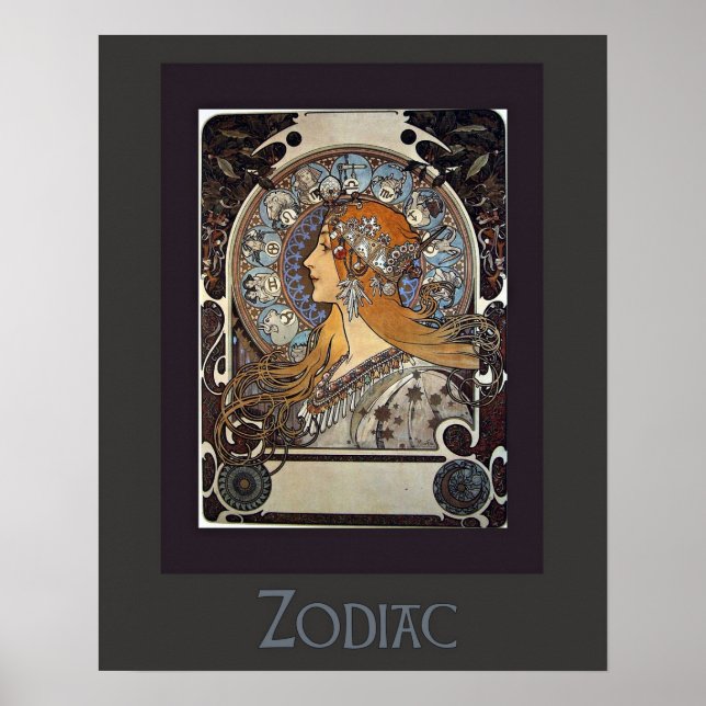 Poster Zodiac Woman de Alphonse Mucha - Vintage Art (Frente)