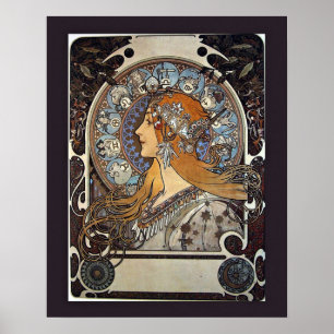 Poster Zodiac Woman de Alphonse Mucha - Vintage Art