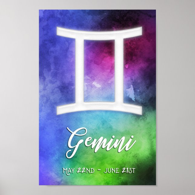 Poster Zodíaco: Datas de Gemini (Frente)