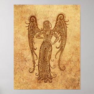 Póster Zodíaco envelhecido vintage do Virgo