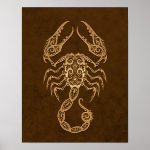 Póster Zodíaco intrincado da Escorpião de Brown