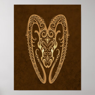 Póster Zodíaco intrincado do Aries de Brown