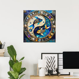 Poster Zodíaco - Peixes Yin e Yang