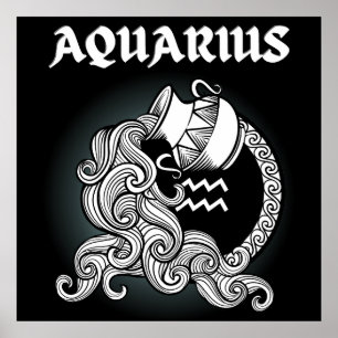 Poster Zodíaco Sombrio - Aquário Arte de Astrologia Med