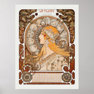 Poster Zodiaque ou La Plume Alphonse Mucha Art Nouveau