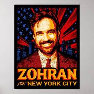 Poster Zohran Mamdani para prefeito de Nova York eleição