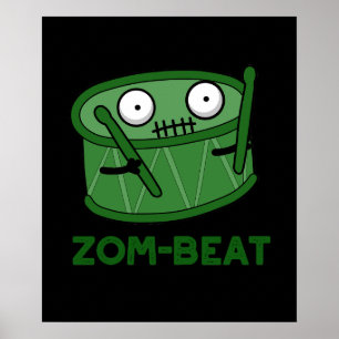 Poster Zom-beat Engraçado Tambor Zombie Escuro BG