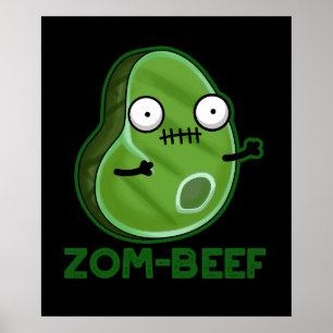 Poster Zom-beef Zombie Engraçado Carne Canuta BG