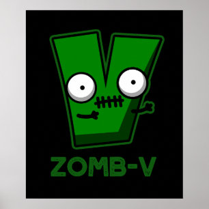 Poster Zomb-V Dia de as Bruxas engraçado Zombie Alphabet 