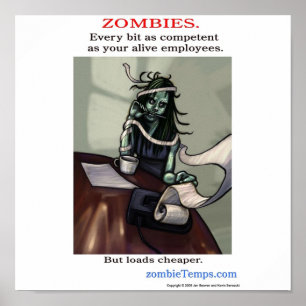 Póster Zombi competente do local de trabalho